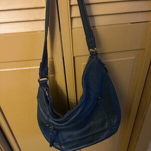 The Sak Sequoia leather hobo bag dark blue almost a teal  pockets inside and out